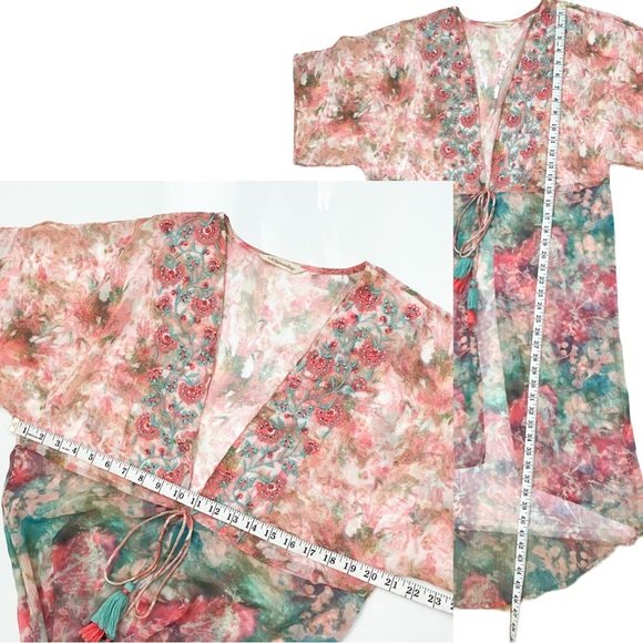 Soft Surroundings Primavera Topper Midi Sequin Embroidered Floral Beach Cover L - Picture 11 of 11